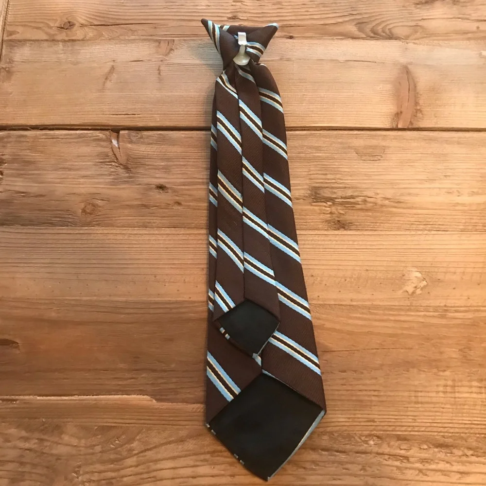 Boys Tie Ciip on 12” Brown Blue